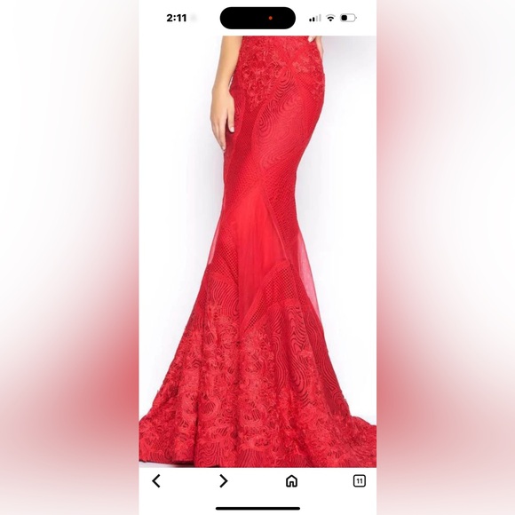 Sz 4 Mac Duggal red fitted mermaid gown embellished with red stones BEAUTIFUL - Picture 1 of 15